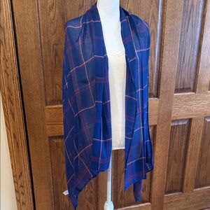 Nordstrom Blue and Red Plaid  Lightweight Scarf Wrap. NWT